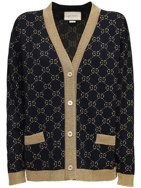 gucci gg cotton lurex cardigan